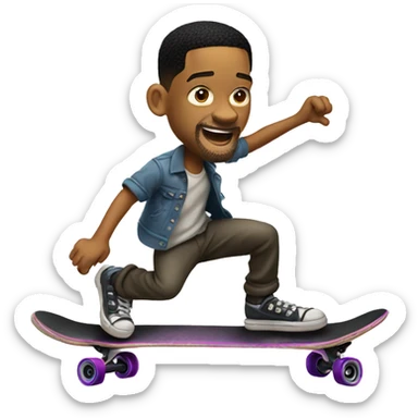 Will smith riding a skateboard  sticker