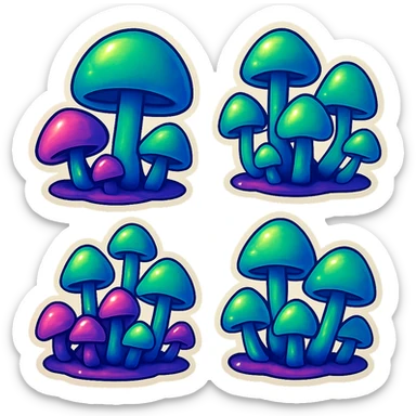 alien mushrooms. make a bunch of mushroom patches like the attached sticker
