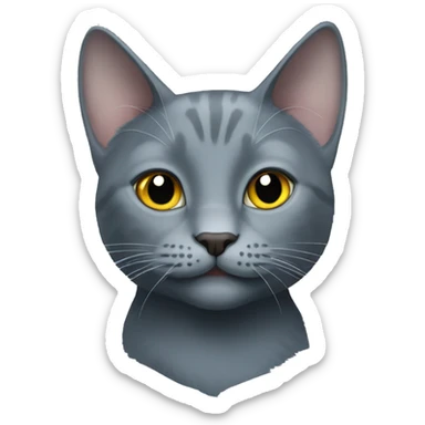 russian blue cat with smile sticker
