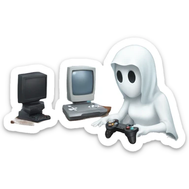 ghost couple playing video game together sticker