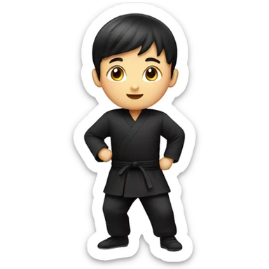 kid playing tai ji in black uniform sticker