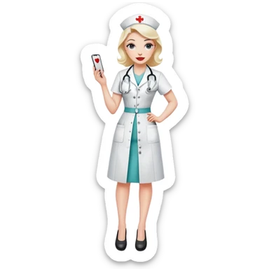 feminine doctor full body, pale skin, nurse pin up clothes sticker