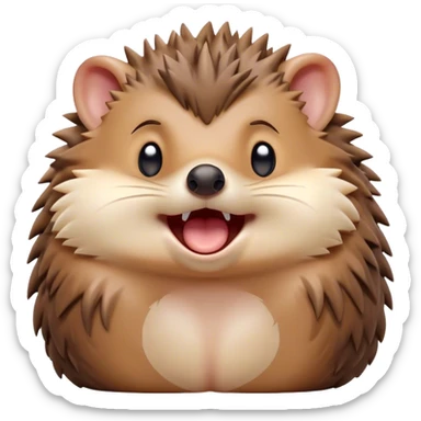 Cinematic Cute Yawning Hedgehog Portrait Emoji, Head tilted slightly with a dramatic, wide-open yawn, showcasing a soft, downy brown Fur with tiny, droopy ears and eyes barely open in drowsy contentment, Simplified yet irresistibly adorable features, highly detailed, glowing with a soft, cozy glow, high shine, relaxed yet expressive, stylized with a touch of natural whimsy, bright and endearing, soft glowing outline, capturing the essence of a sleepy yet affectionate hedgehog, so drowsy it feels like it could curl up out of the screen for a nap! sticker