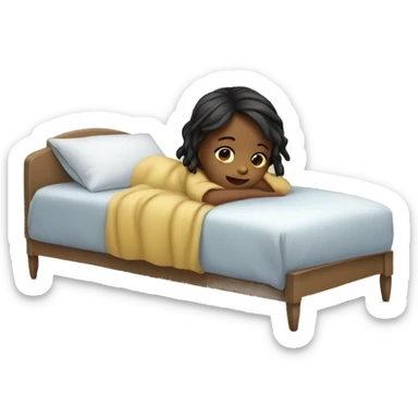 a little girl in a bed sick sticker