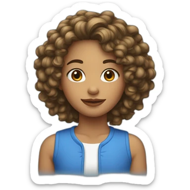 Fille au cheveux bouclés bleu  sticker