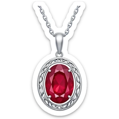 silver chain with a ruby pendant, undulating like moonlit water sticker