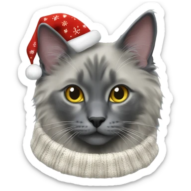 nebelung cat in christmas sweater sticker