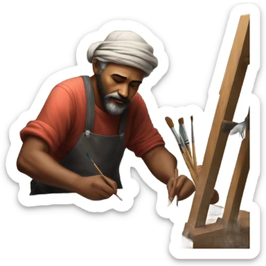 artista pintando sticker