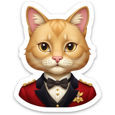 She looks like a regal, velvet-coated aristocat with a perfectly groomed mustache, staring through you with calm authority and a hint of theatrical mischief. sticker