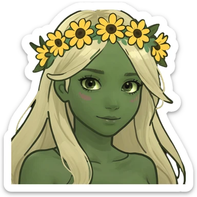 Girl with long hair and blonde highlights and dark brown eyes sticker