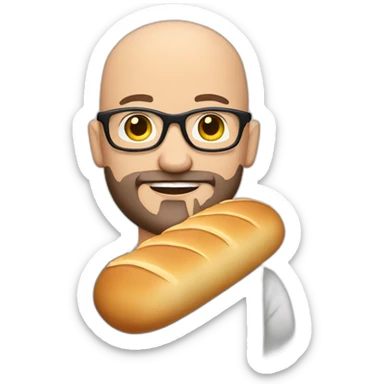 bald guy with bread in glasses with a beard and bread sticker