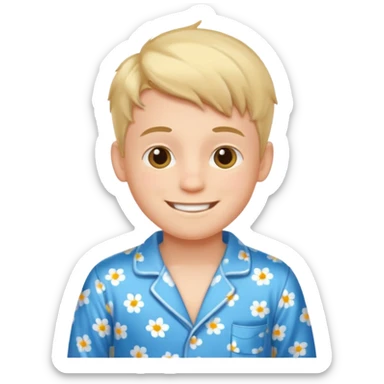 create emoji of a boy getting up in the morning in the bed sticker