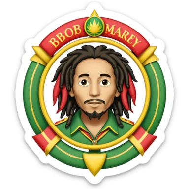 Bob Marley heraldic crest made with ethiopian colors sticker