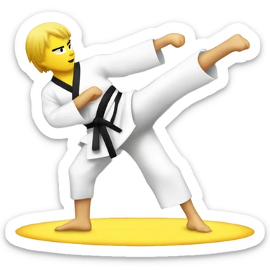 karate kick, yellow skin sticker