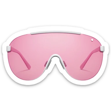 ultra minimalist frameless pink tinted shield visor sunglasses, simple clean lines sticker