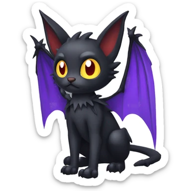Black Edgy Gothic Bat-winged Litten-Bat-cat-Fakemon full body sticker