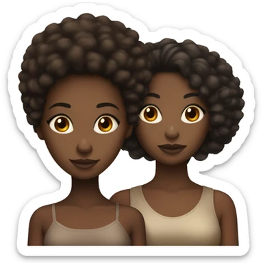 2 girlfriends black girls with afro hair one light skin and other brown skin sticker