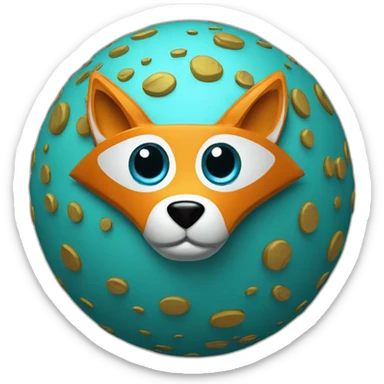 3d sphere with a cartoon Fox skin texture with Eye of Horus sticker