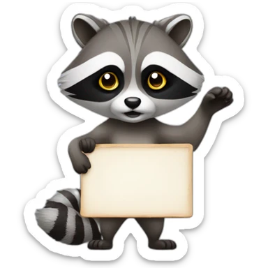 Racoon with a sign sticker