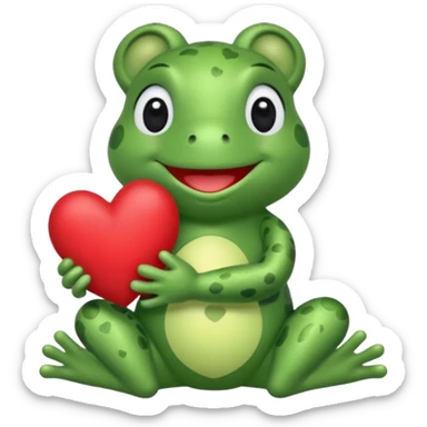 Build a bear frog holding heart sticker