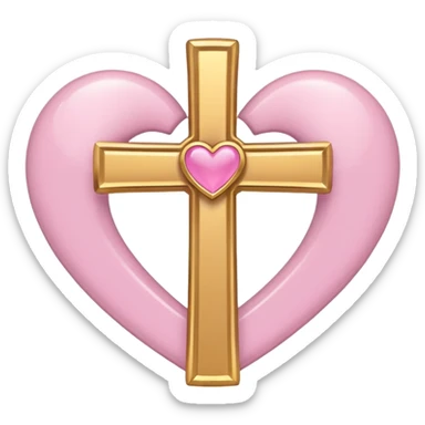 Orthodox cross with light pink heart next to it sticker