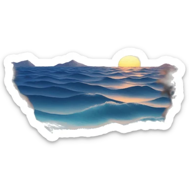 Blue sea with sunset sticker
