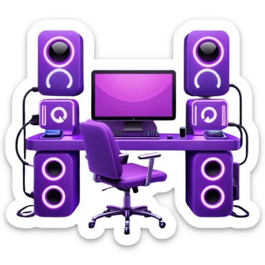 purple gaming setup sticker