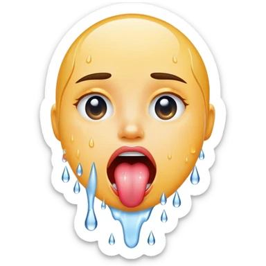 Sticking tounge out with water sticker