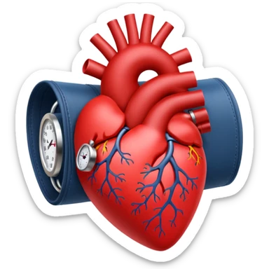 blood pressure cuff squeezing heart sticker