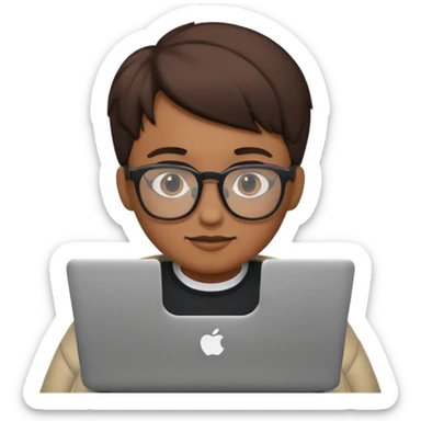 un estudiante con lentes y su laptop sticker