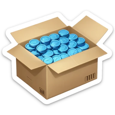 blue coins credit in a package sticker