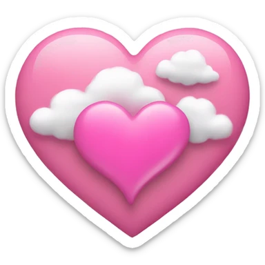 Pink heart with clouds sticker