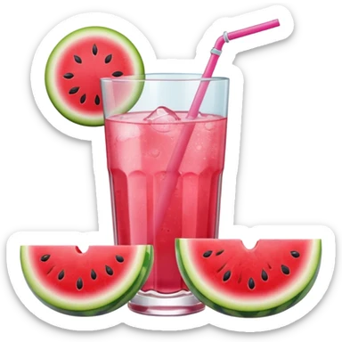 pink soft drink with a watermelon on the side of glass sticker