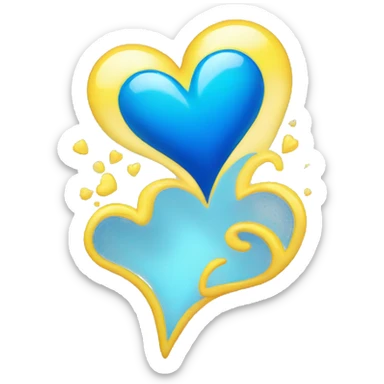 Blue and yellow shiny heart  sticker