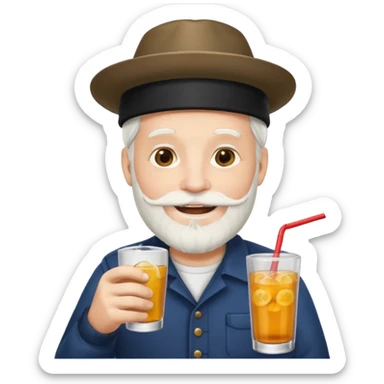 Drink holders with hat white hair white bearded  sticker