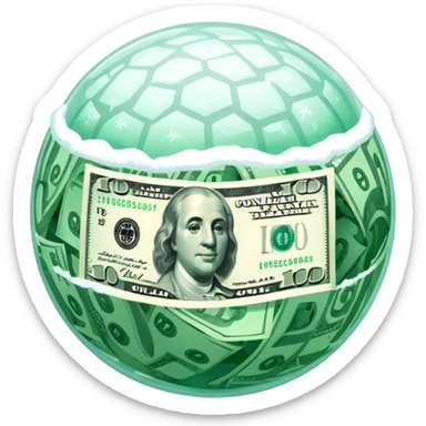 Snow ball with dollar bills  sticker
