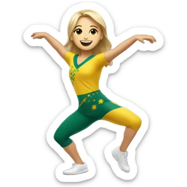 Australian female breadancer dancing on the floor for Olympic Games 2024 with her Australian outfit sticker