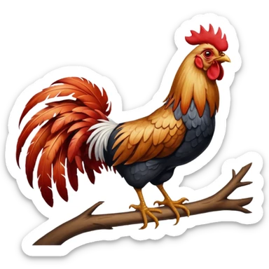 Rooster standing on tree sticker