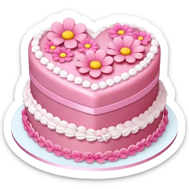 Gorgeous pink heart shaped layered birthday cake sticker