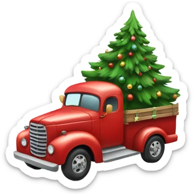 christmas truck with christmas tree sticker