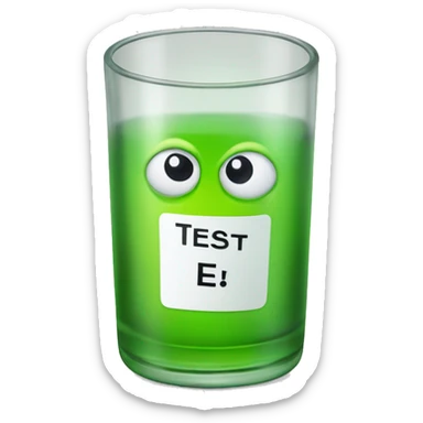 Small glass vile with “TEST E” on the label  sticker