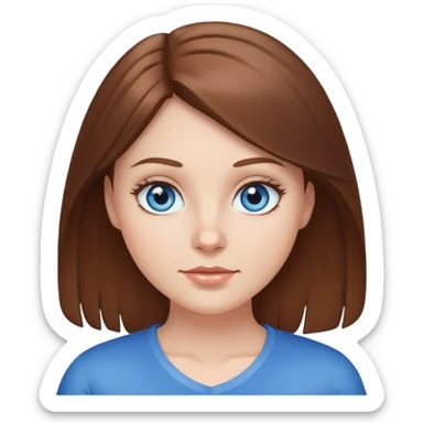 whit girl with brown hair with blue eyes and a round face  sticker