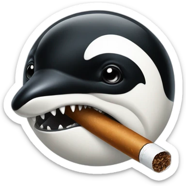 orca face smoking a cigarre sticker