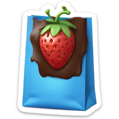 Chocolate covered strawberry’s in a blue bag that says “tru fru” on the front  sticker