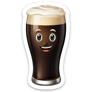 Pint of guiness with winking face sticker