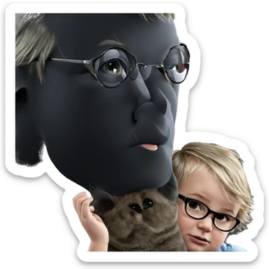 boy with cat and sunglasses sticker