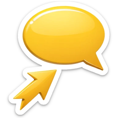 a yellow speech bubble but instead of a normal tail it’s a pointing arrow instead sticker