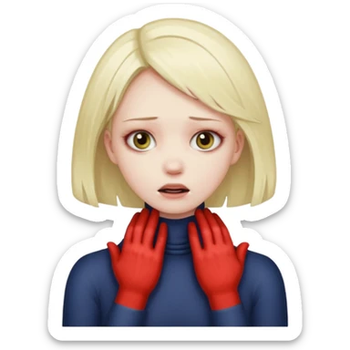 A girl with X eyes and her hands on her neck like kind mad and strangle  sticker