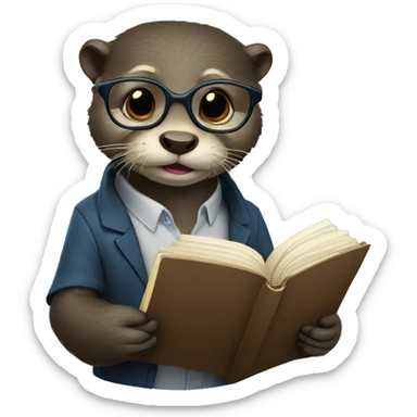 otter wearing glasses with a journal sticker