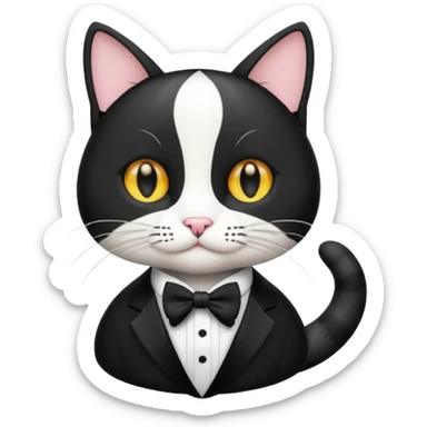 A cat whose fur looks like a tuxedo sticker